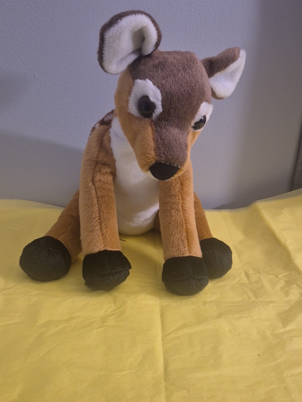 Plush Brown Deer Stuffed Animal Toy - Soft Brown & Cream Cuddly Fawn